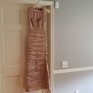 Nicole Miller satin blush roused dress. Never worn